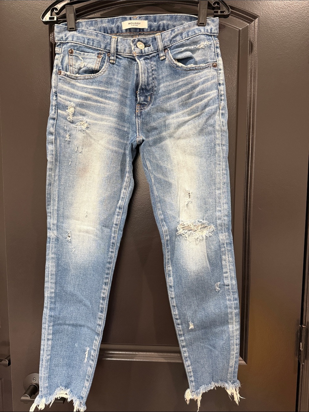 Moussy Distressed Light Blue Womens Jeans - Picture 2 of 3